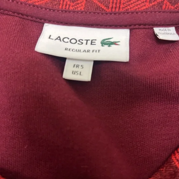 Lacoste Burgundy Geometric sweatsuit/ jacket and pants - Picture 6 of 6